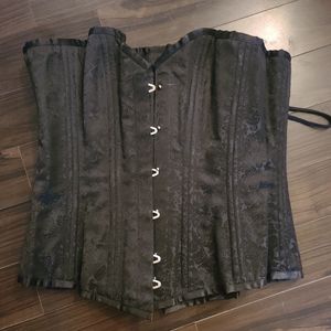Black Damask Pattern Bone-in Corset